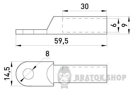 Мідний кабельний наконечник e.end.stand.dt.b16