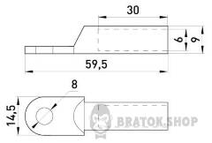 Мідний кабельний наконечник e.end.stand.dt.b16