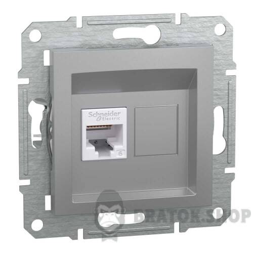 Розетка компьютерная RJ45 UTP 6E одинарная Schneider Electric Asfora алюминиевый EPH4700161 в Сумах