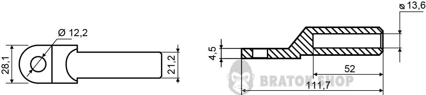 Наконечник под кольцевой болт без изоляции 95 мм АСКО-Укрем DTL-95 A0060100006 в Киеве