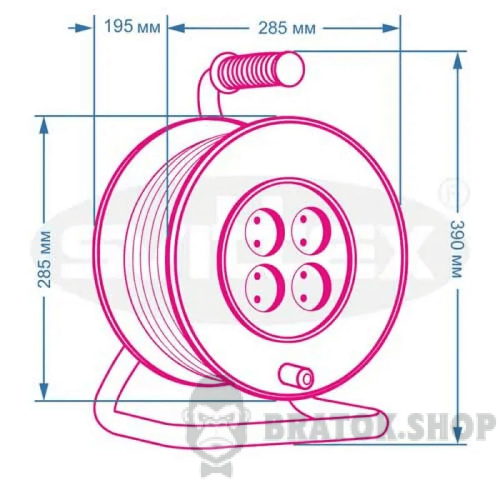 Сетевой удлинитель на катушке 60м на 4 розетки 2x1.5 кв.мм. оранжевый SVITTEX МАКСИ SV-051 в Сумах