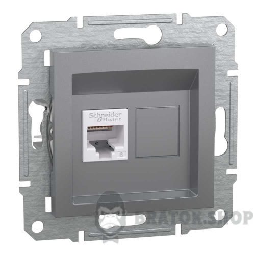 Розетка комп'ютерна RJ45 UTP 6E одинарна Schneider Electric Asfora сталь EPH4700162
