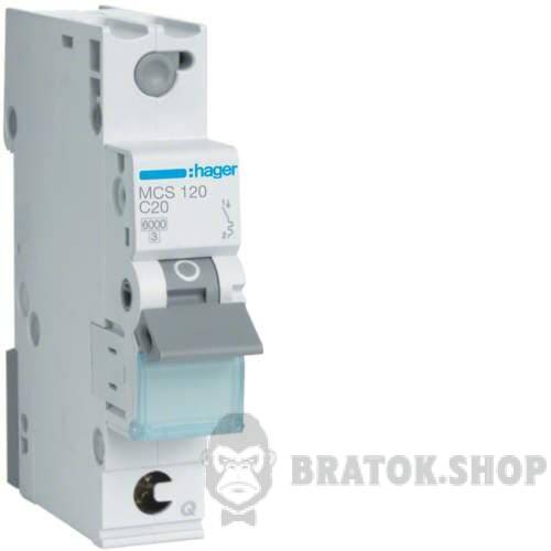 Автоматический выключатель 1P 20A C 6kA Hager MCS120