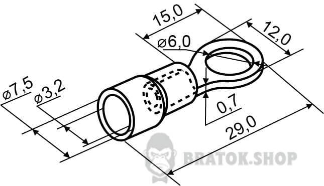 Наконечник под кольцевой болт с изоляцией 4 мм АСКО-Укрем RV-3,5-6 A0060030010 в Киеве