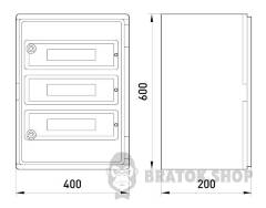 Корпус ударопрочный из АБС-пластика e.plbox.400.600.200.60m.blank, 400х600х200мм, IP65 с панелью под 60 модулей