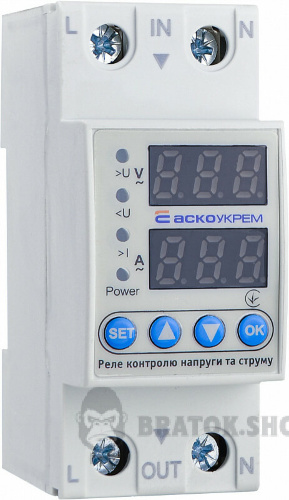 Реле напряжения и тока 40A АСКО-УКРЕМ RKV 2P A0010230001