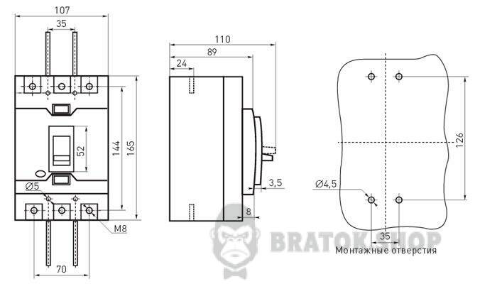 Силовой автоматический выключатель e.industrial.ukm.250SL.125, 3р, 125А i0660014 в Киеве