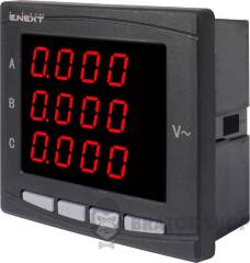 Цифровий вольтметр врізний e.meter.pro.96.v.led 96х96мм, АС 230В, 0-450В