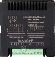 Цифровий вольтметр врізний e.meter.pro.96.v.led 96х96мм, АС 230В, 0-450В