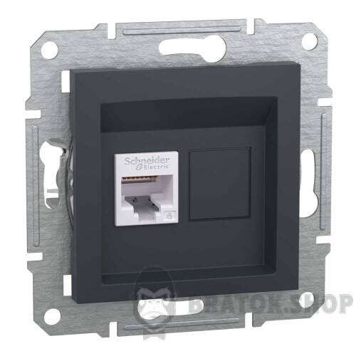Розетка комп'ютерна RJ45 UTP 6E одинарна Schneider Electric Asfora антрацит EPH4700171 у Сумах