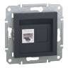 Розетка комп'ютерна RJ45 UTP 6E одинарна Schneider Electric Asfora антрацит EPH4700171 у Сумах