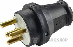 Вилка каучуковая 3Р+РЭ 25А IP44
