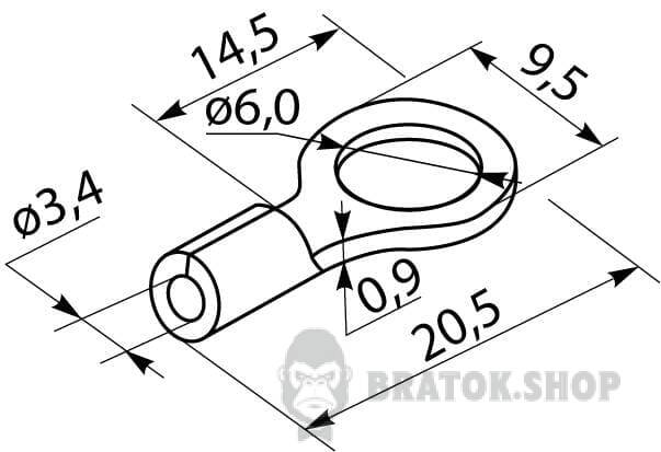 Наконечник под кольцевой болт с изоляцией 6 мм АСКО-Укрем RV-5,5-6 A0060030013 в Киеве