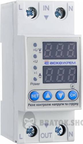 Реле напруги та струму 63A АСКО-УКРЕМ RKV 2P A0010230002