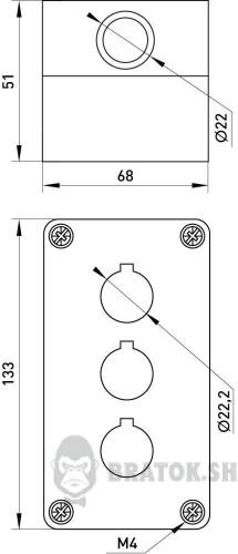 Корпус для 3 кнопок e.mb.box03