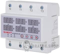 Реле контролю напруги та струму трифазне 63А з індикацією e.control.v16 E.NEXT