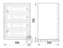 Корпус ударопрочный из АБС-пластика e.plbox.500.700.245.88m.blank, 500х700х245мм, IP65 с панелью под 88 модулей