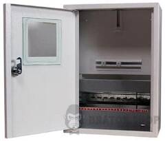Корпус e.mbox.stand.n.f1.12.ze металлический, под 1-ф. электронный счетчик, 12 мод., навесной, с замком