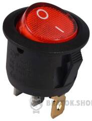 KCD1-5-101N R/B 220V Перемикач 1 клав. круглий червоний з підсвічуванням