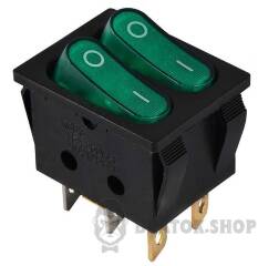 KCD2-5-2101N GR/B 220V Перемикач 2 клав. зелений з підсвічуванням