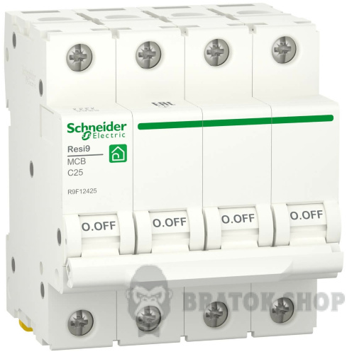 Автоматичний вимикач 4P 25A C 6кА Schneider Electric Resi9 (R9F12425) у Сумах