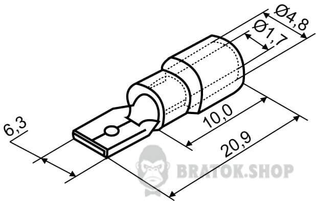 Наконечник коннектор папа с изоляцией 1.5 мм АСКО-Укрем MDD 1.25-250 6.35x0.5/0.8 A0060020011 в Сумах