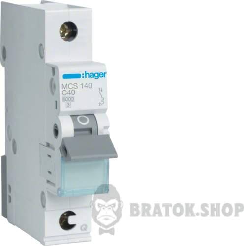 Автоматический выключатель 1P 40A C 6kA Hager MCS140