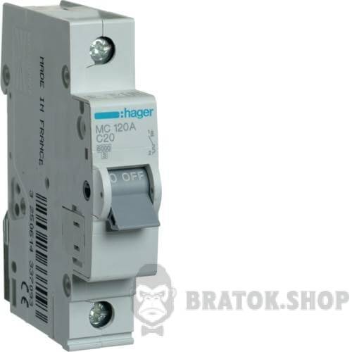 Автоматический выключатель 1P 20A C 6kA Hager MC120A в Сумах