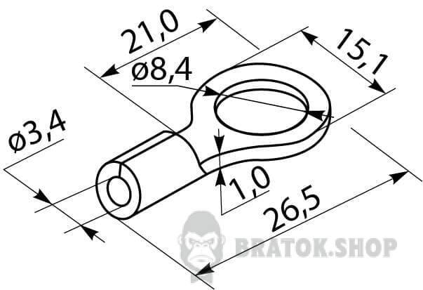 Наконечник под кольцевой болт с изоляцией 6 мм АСКО-Укрем RV-5,5-8 A0060030014 в Киеве