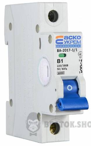 Автоматичний вимикач 1p 1A B 6kA АСКО-УКРЕМ ВА-2017 A0010170044 у Сумах