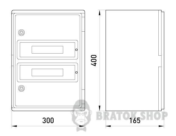 Корпус ударопрочный из АБС-пластика e.plbox.300.400.165.24m.blank, 300х400х165мм, IP65 с панелью под 24 модуля CP5103 в Киеве
