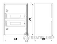 Корпус ударопрочный из АБС-пластика e.plbox.300.400.165.24m.blank, 300х400х165мм, IP65 с панелью под 24 модуля
