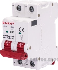 Модульний автоматичний вимикач e.mcb.stand.60.DC.2.C50, 2р, 50А, C, 6кА, DC