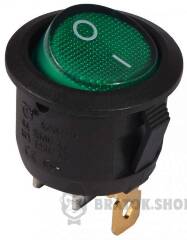 KCD1-5-101N GR/B 220V Перемикач 1 клав. круглий зелений з підсвічуванням