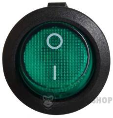 KCD1-5-101N GR/B 220V Перемикач 1 клав. круглий зелений з підсвічуванням