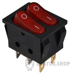 KCD2-5-2101N R/B 220V Перемикач 2 клав. червоний з підсвічуванням