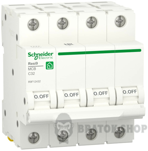 Автоматичний вимикач 4P 32A C 6кА Schneider Electric Resi9 (R9F12432)