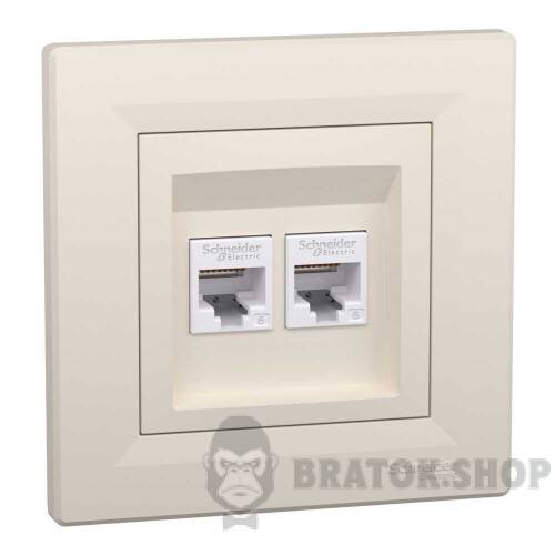 Розетка компьютерная RJ45 UTP 6E двойная Schneider Electric Asfora кремовый EPH4800123