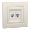 Розетка компьютерная RJ45 UTP 6E двойная Schneider Electric Asfora кремовый EPH4800123