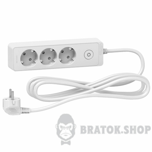 Удлинитель 3 метра на 3 розетки с заземлением белый Schneider Electric ST9433W