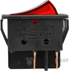 KCD2-6-201N R/B 30 А 220V Перемикач 1 клав. червоний з підсвічуванням