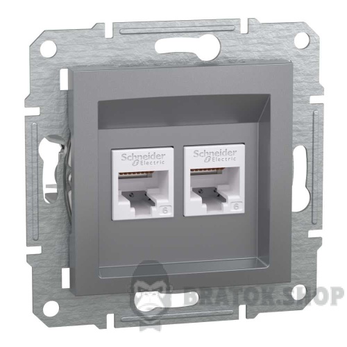 Розетка компьютерная RJ45 UTP 5E + RJ12 двойная Schneider Electric Asfora белый EPH4900121