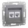 Розетка компьютерная RJ45 UTP 5E + RJ12 двойная Schneider Electric Asfora белый EPH4900121