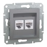 Розетка комп'ютерна RJ45 UTP 6E подвійна Schneider Electric Asfora сталь EPH4800162