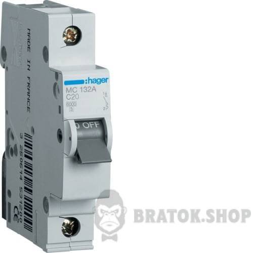 Автоматический выключатель 1P 32A C 6kA Hager MC132A в Сумах