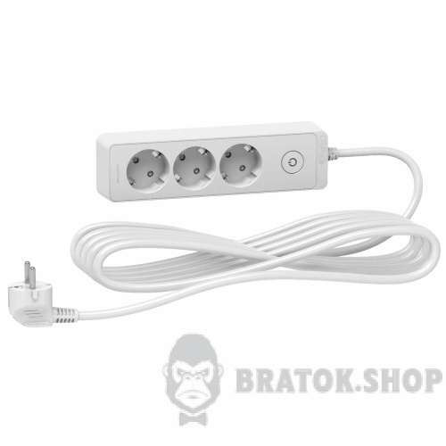 Удлинитель 5 метров на 3 розетки с заземлением белый Schneider Electric ST9435W