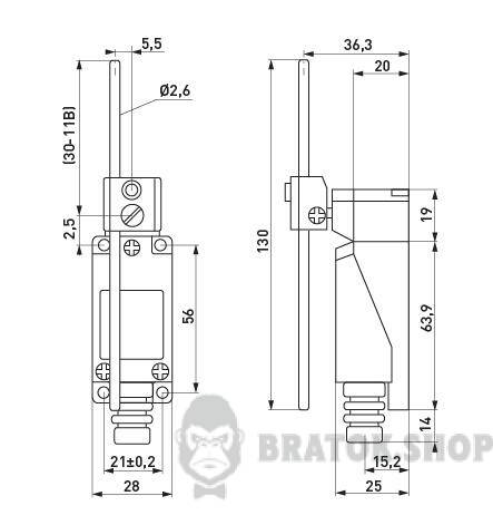 Вимикач кінцевий e.limitswitch.02 важіль регульований по довжині s0070006 у Києві