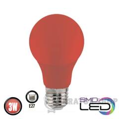 Лампа світлодіодна E27 3W 6400K A60 червоний Horoz Electric SPECTRA