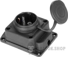 Розетка одинарная с защитной каучуковой крышкой e.socket.rubber.029.1.16, с ж/к, 16А