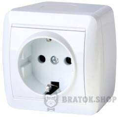 Розетка одинарная e.aqua.1230.gr с ж/к, для наружного монтажа, IP20, без крышки